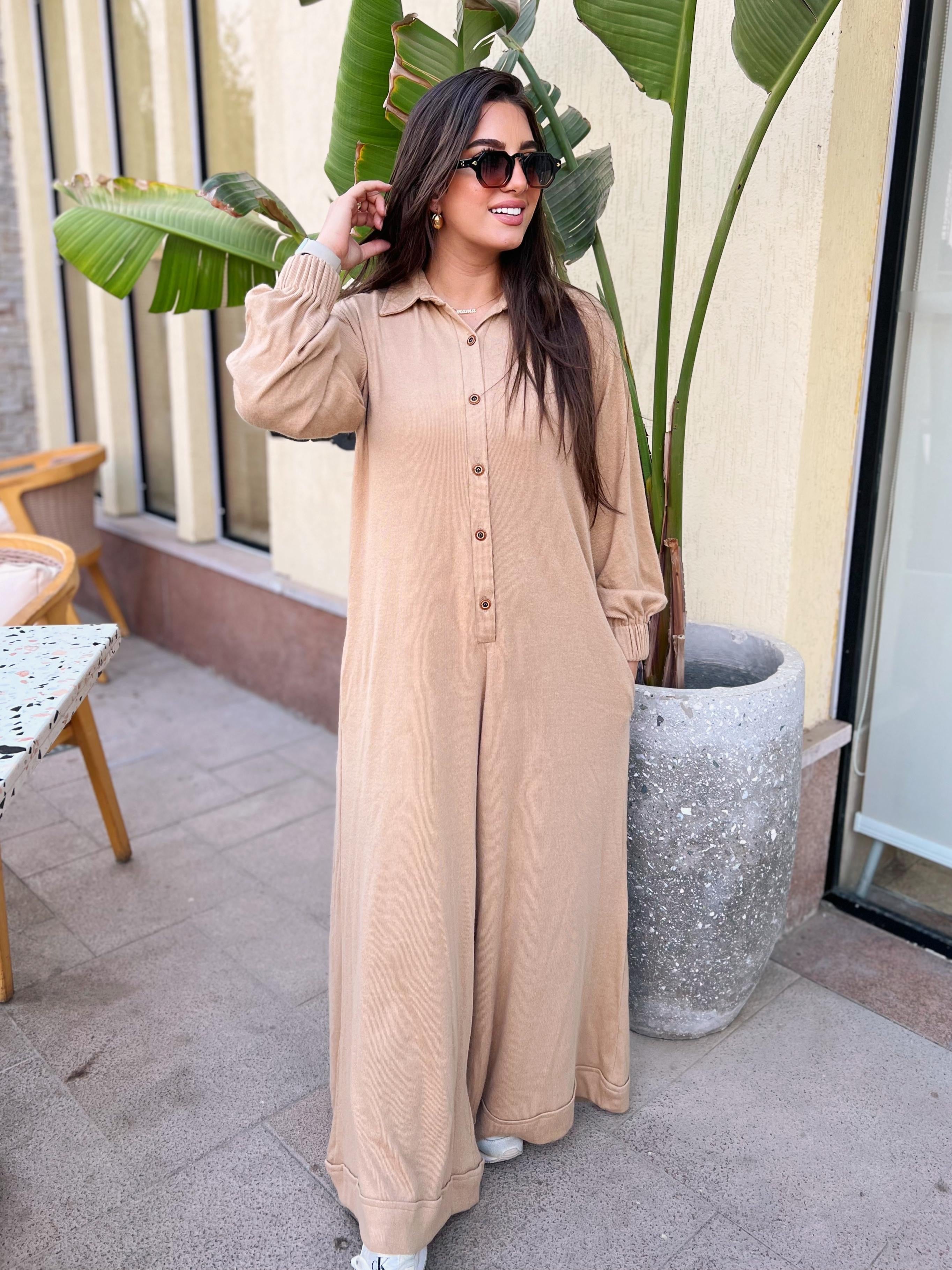 Beige Basic Jumpsuit