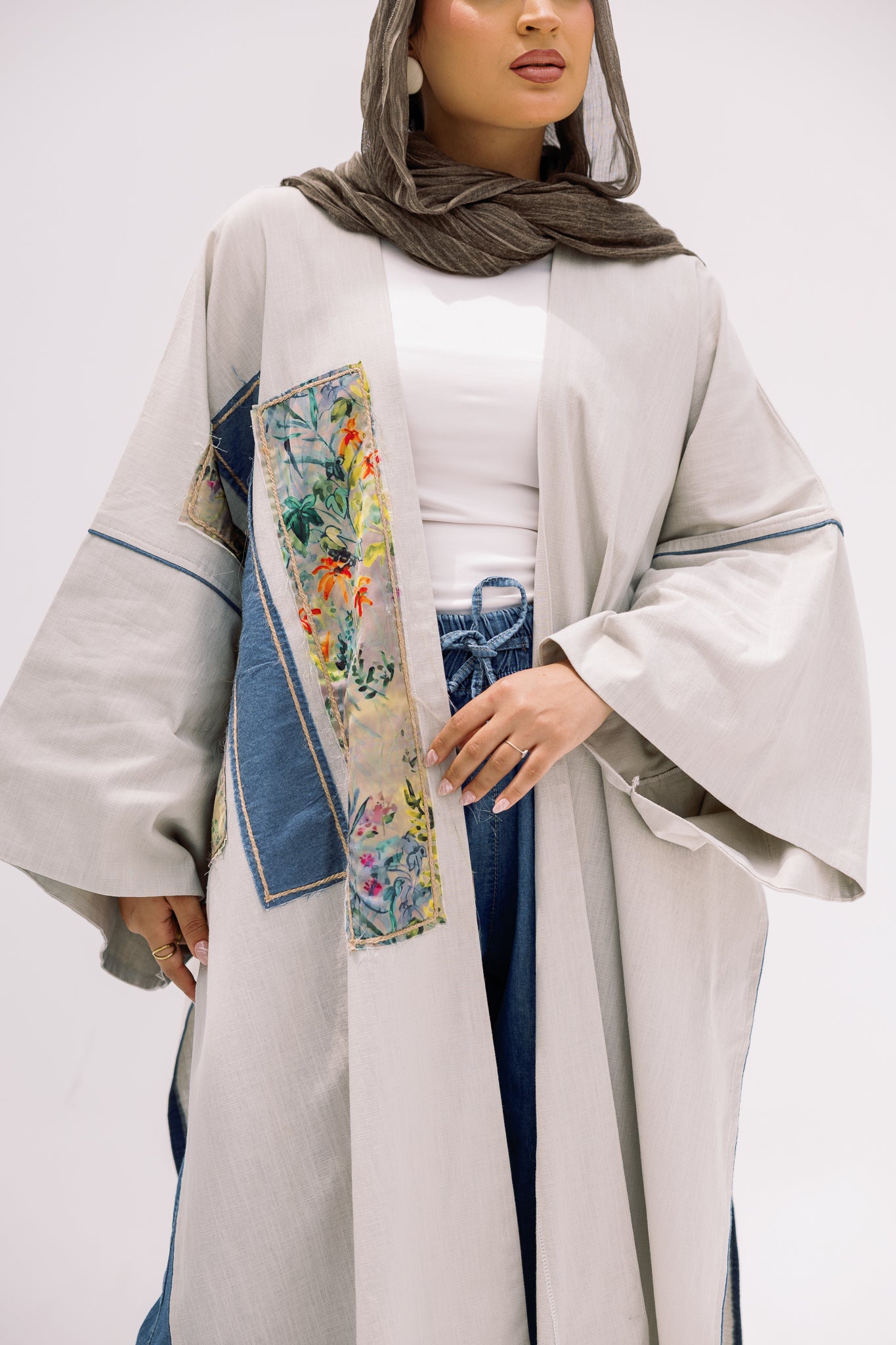 Grey patch work cardigan