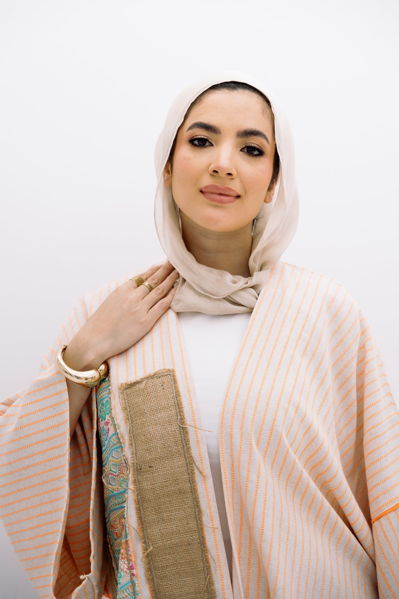 Orange Patch Work Cardigan