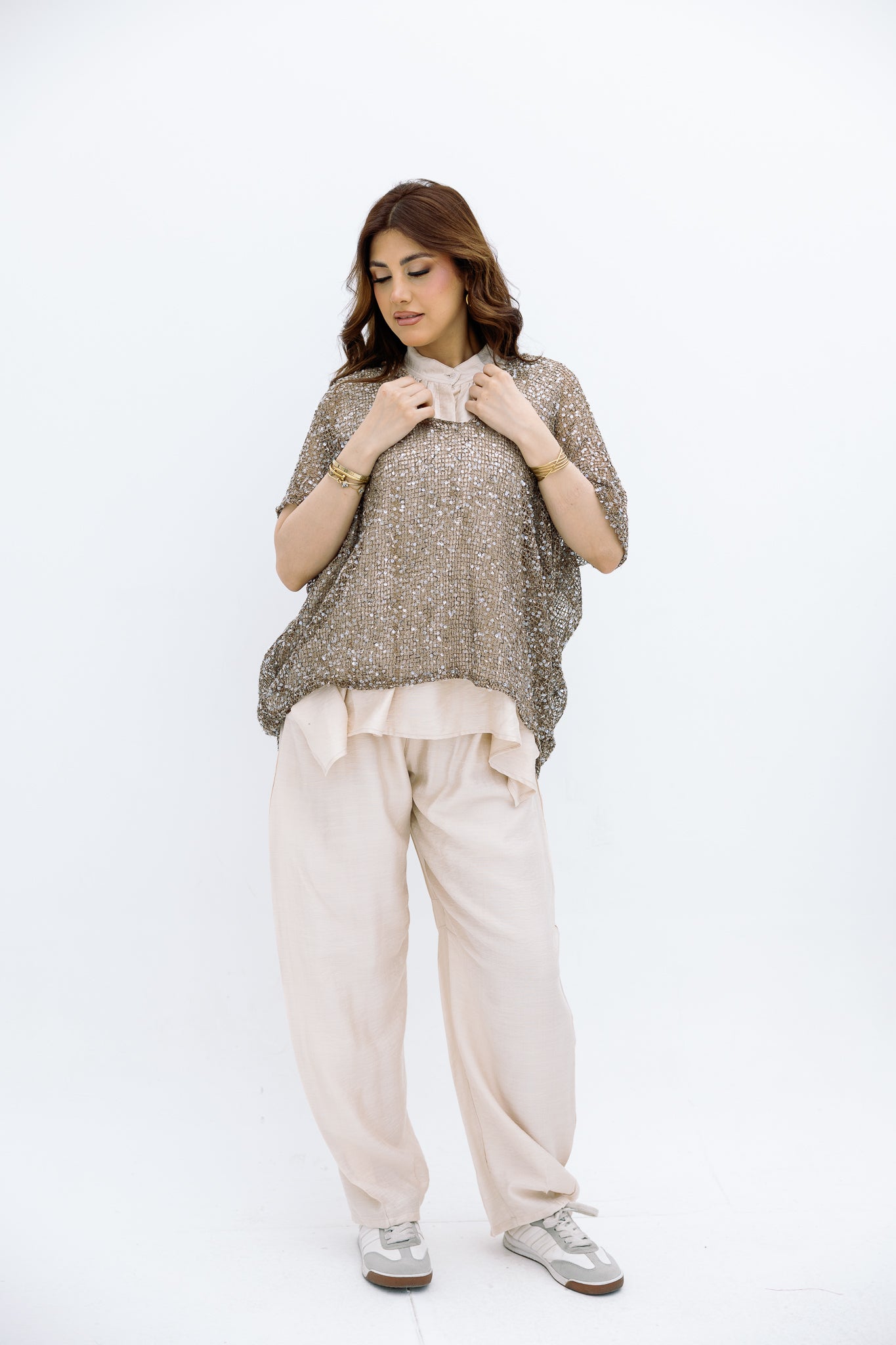 Mesh Coffee Blouse