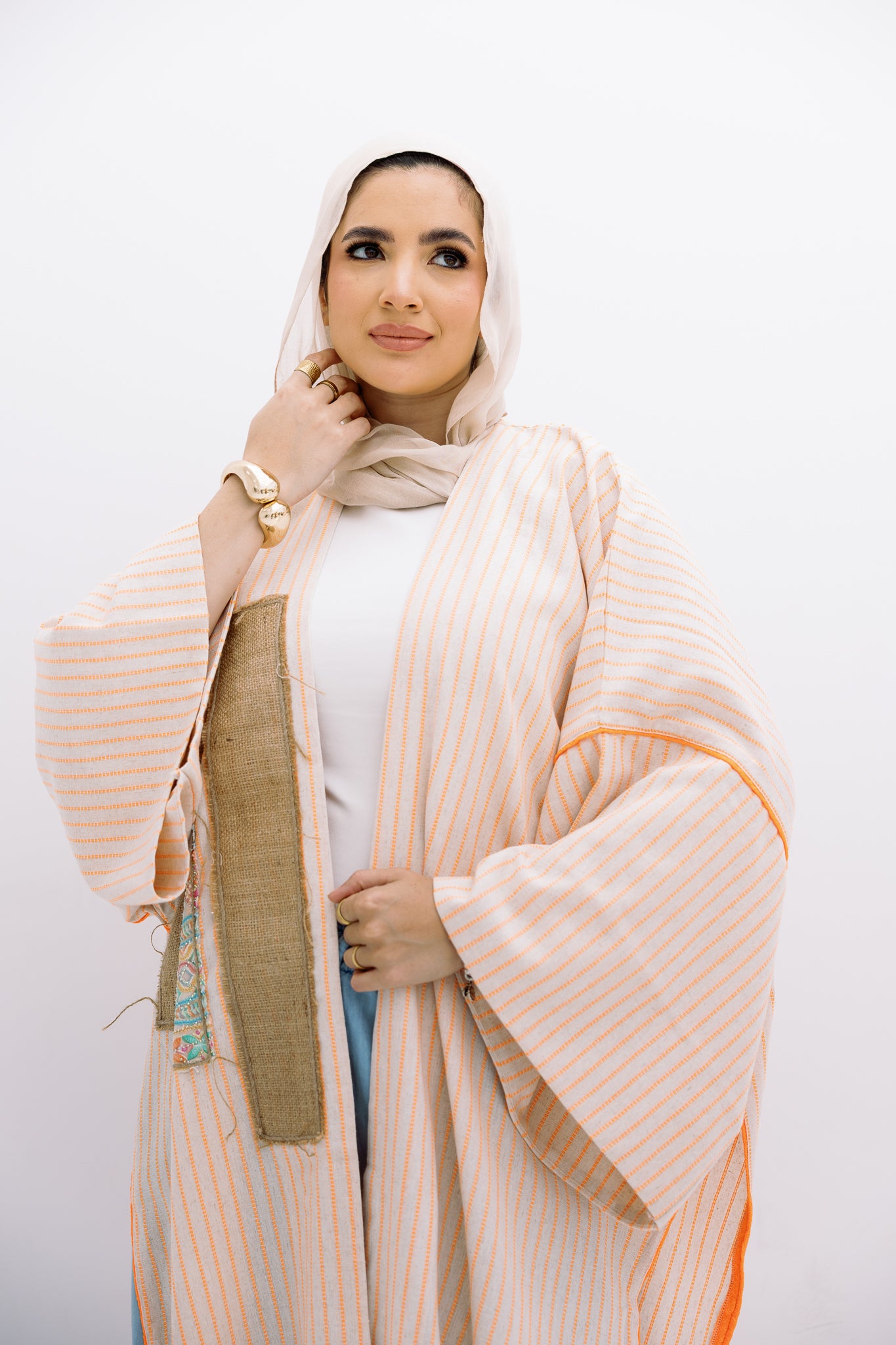 Orange Patch Work Cardigan