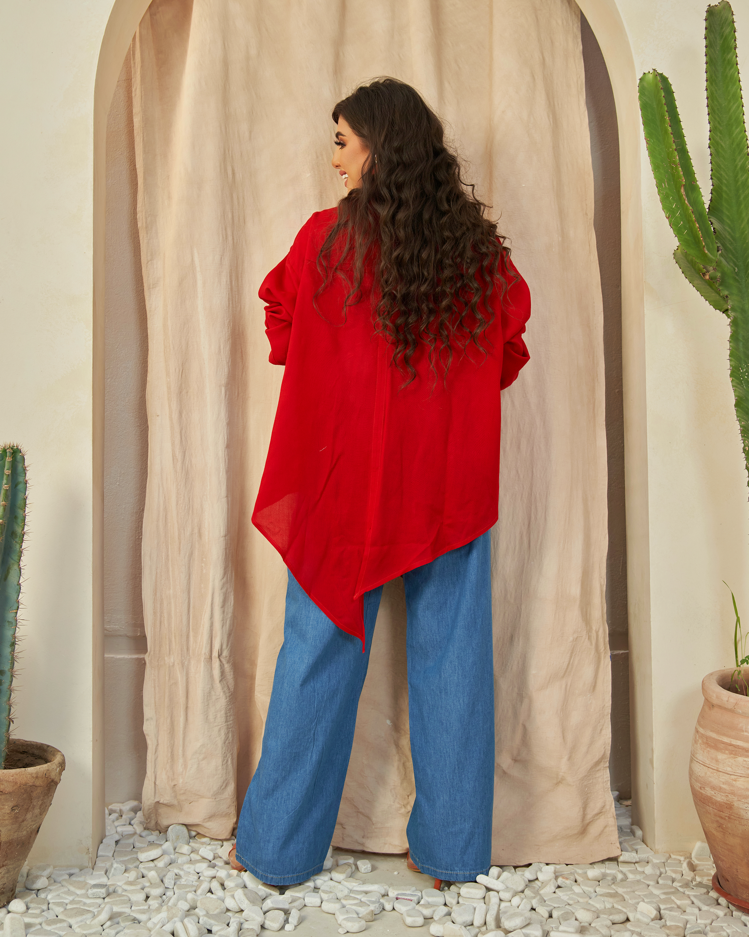 Red Ruffle Blouse