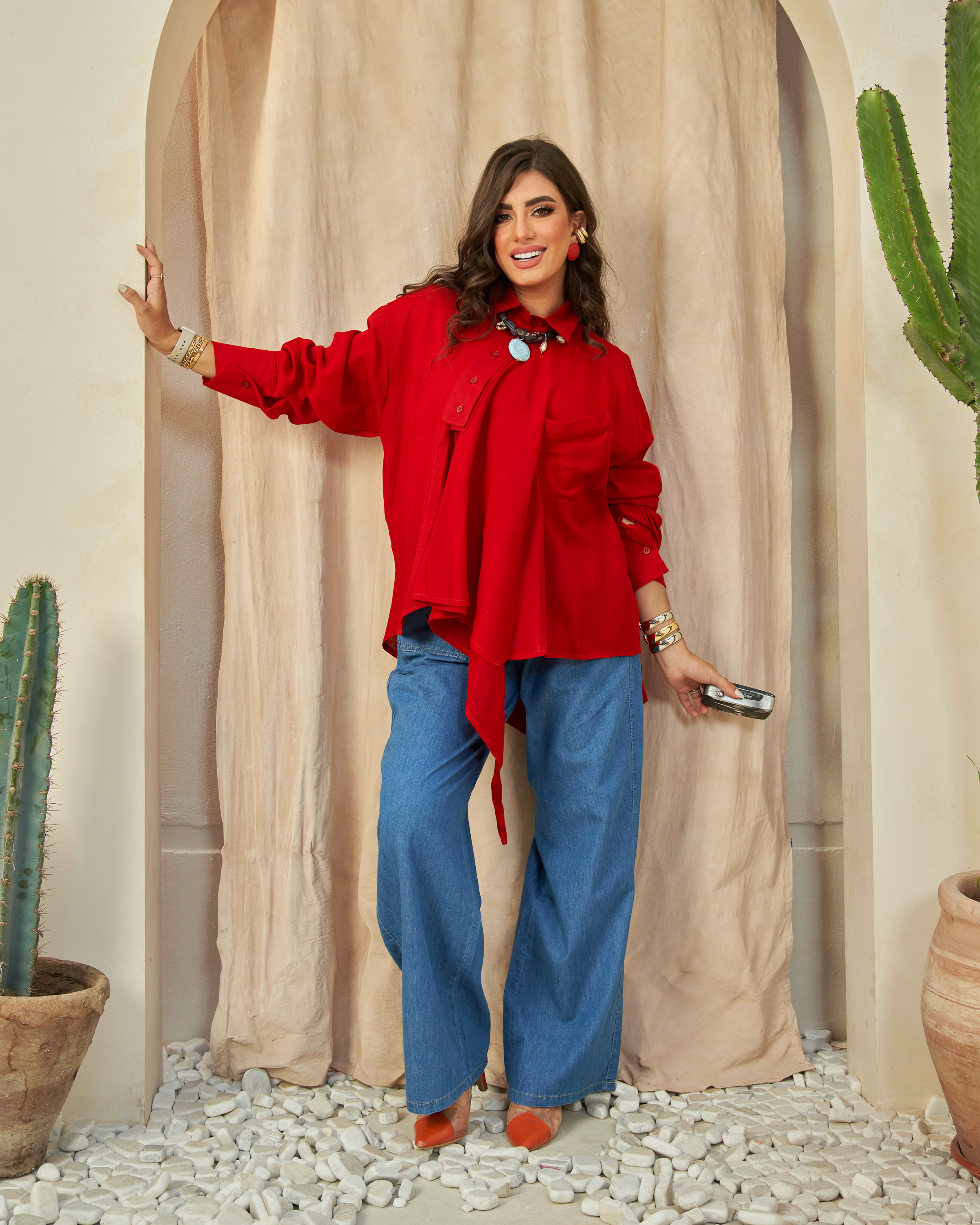 Red Ruffle Blouse