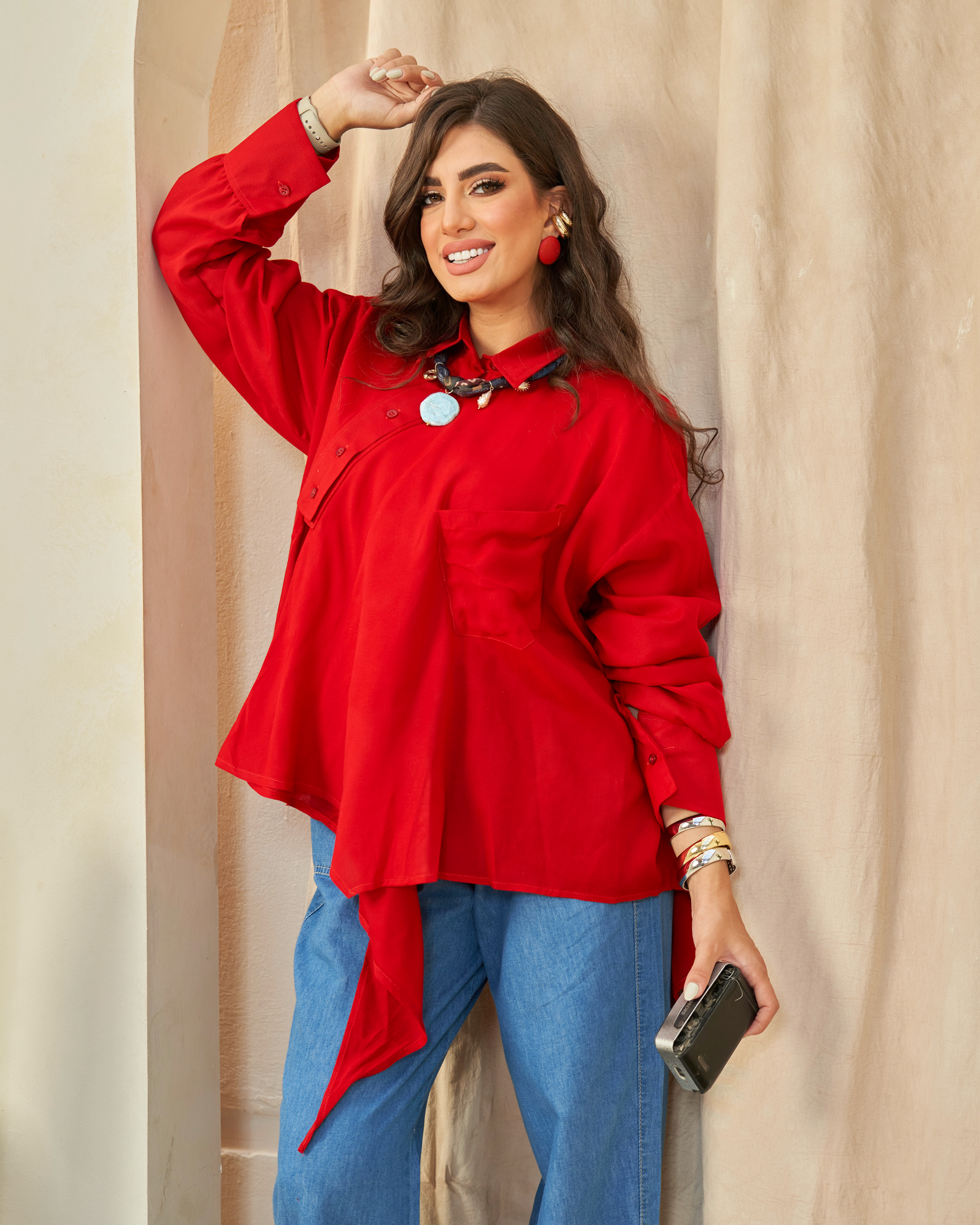 Red Ruffle Blouse