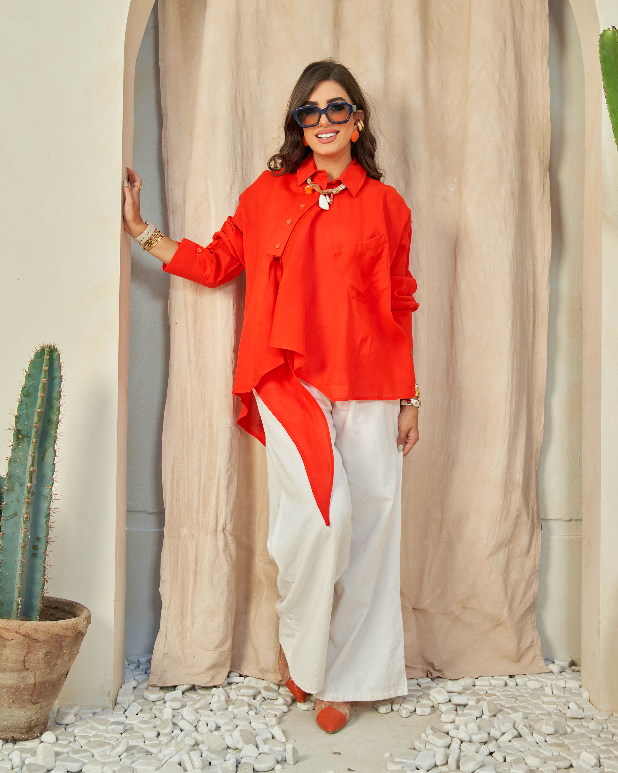 Orange Ruffle Blouse