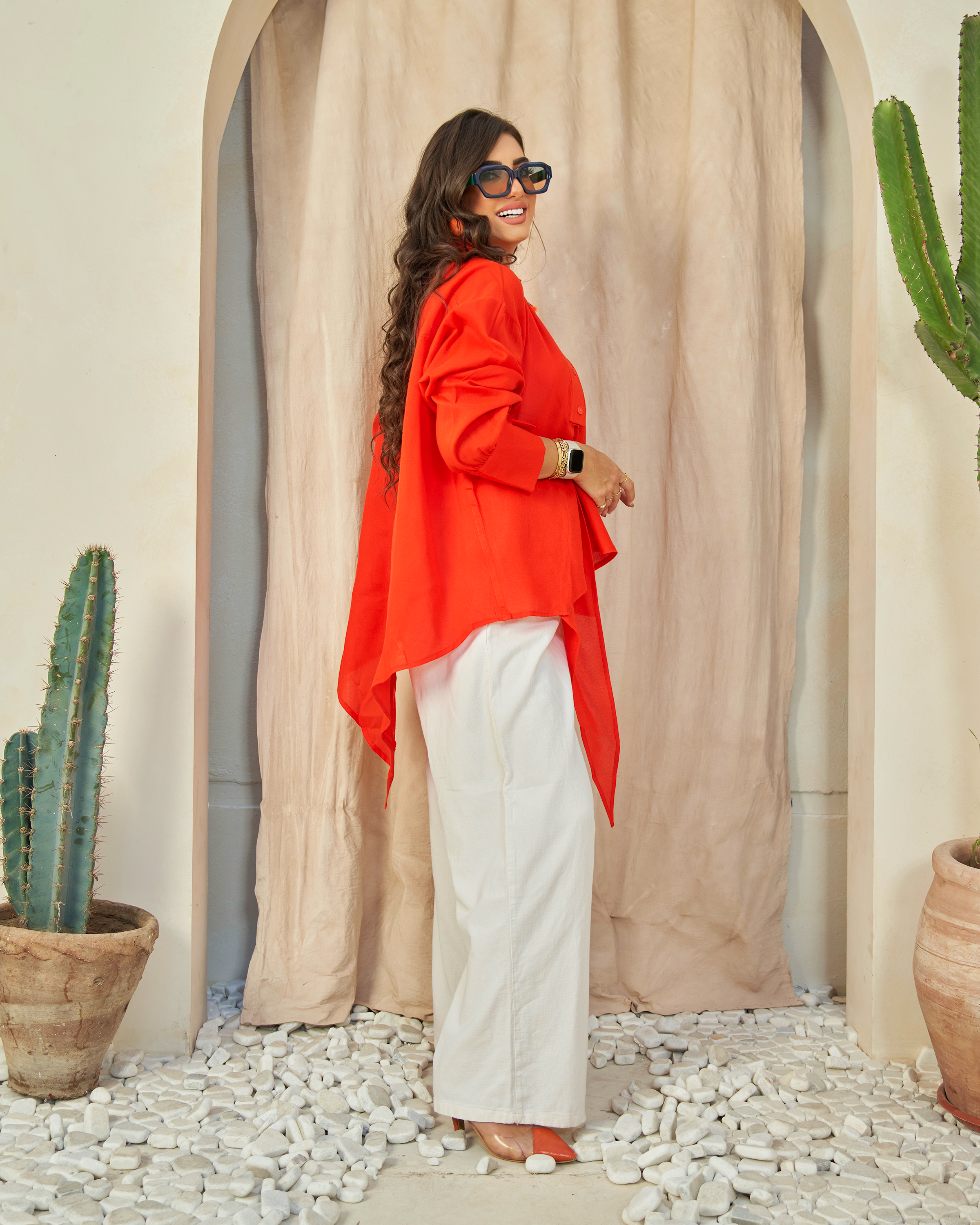 Orange Ruffle Blouse