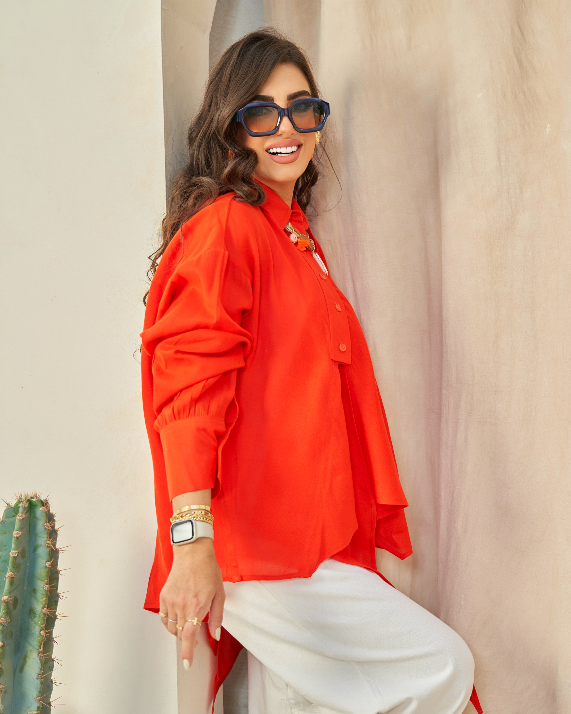 Orange Ruffle Blouse