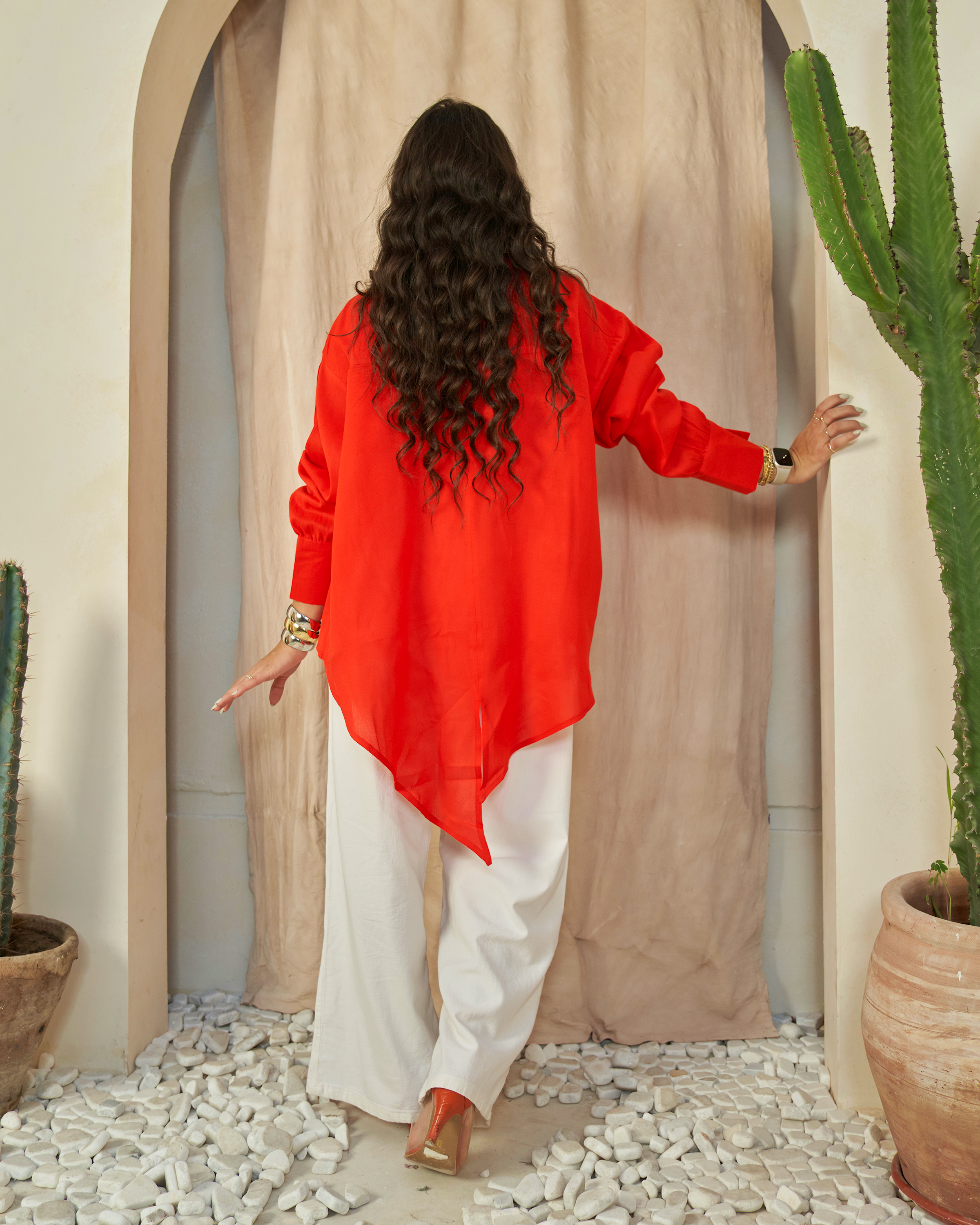 Orange Ruffle Blouse