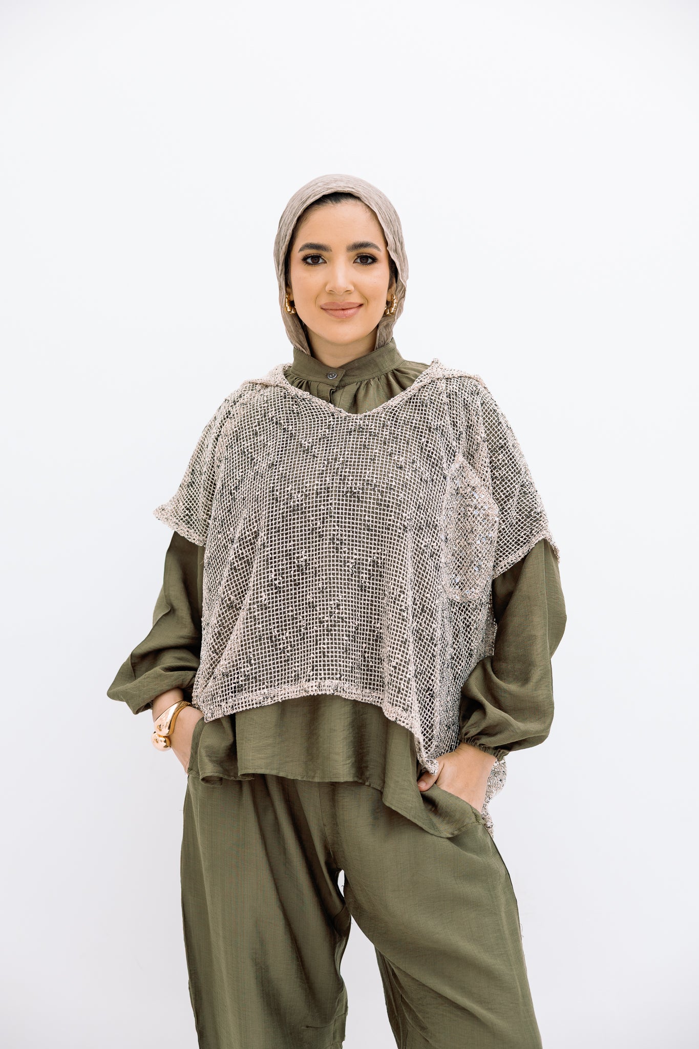 Mesh Beige Blouse