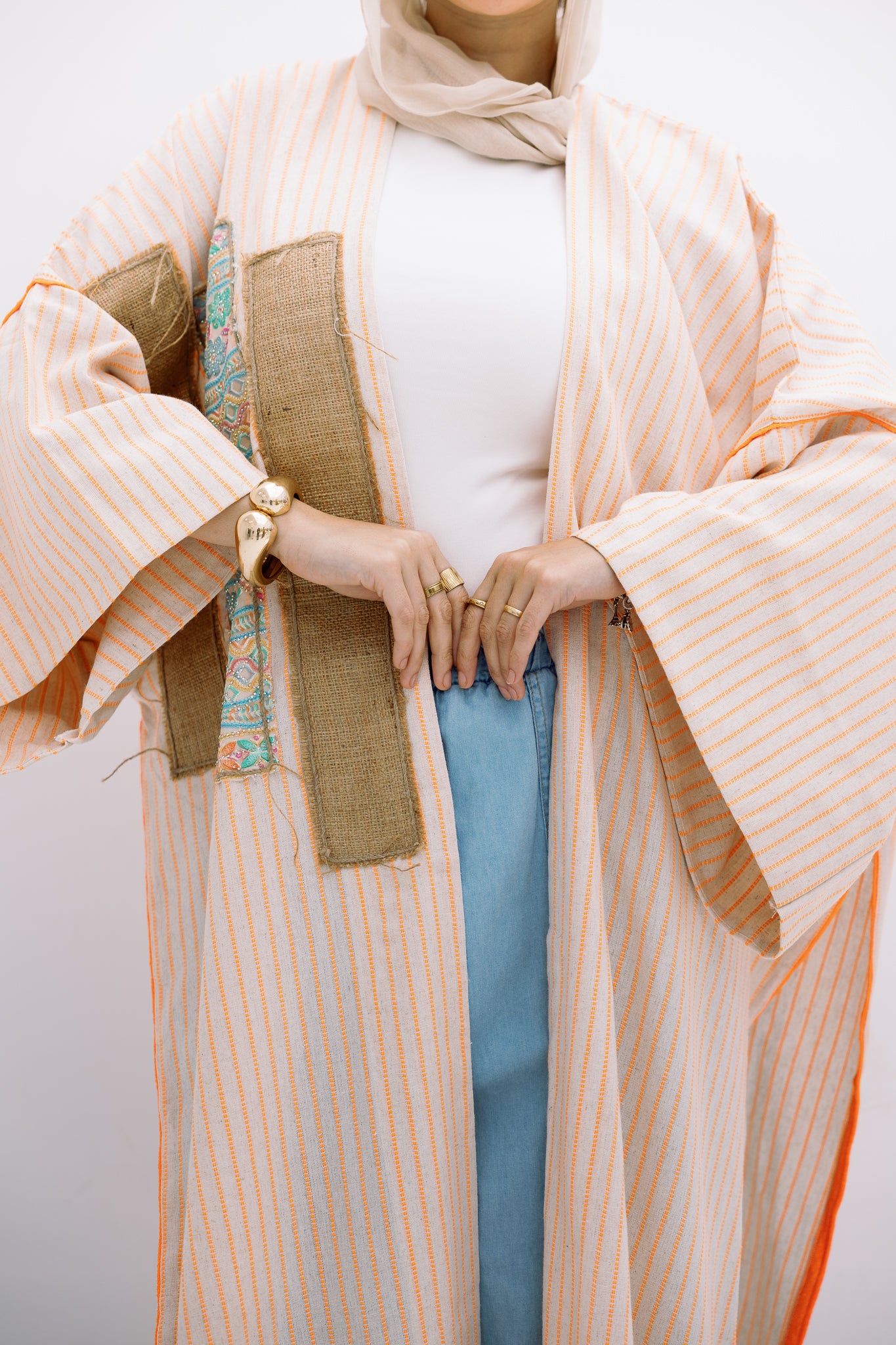 Orange Patch Work Cardigan