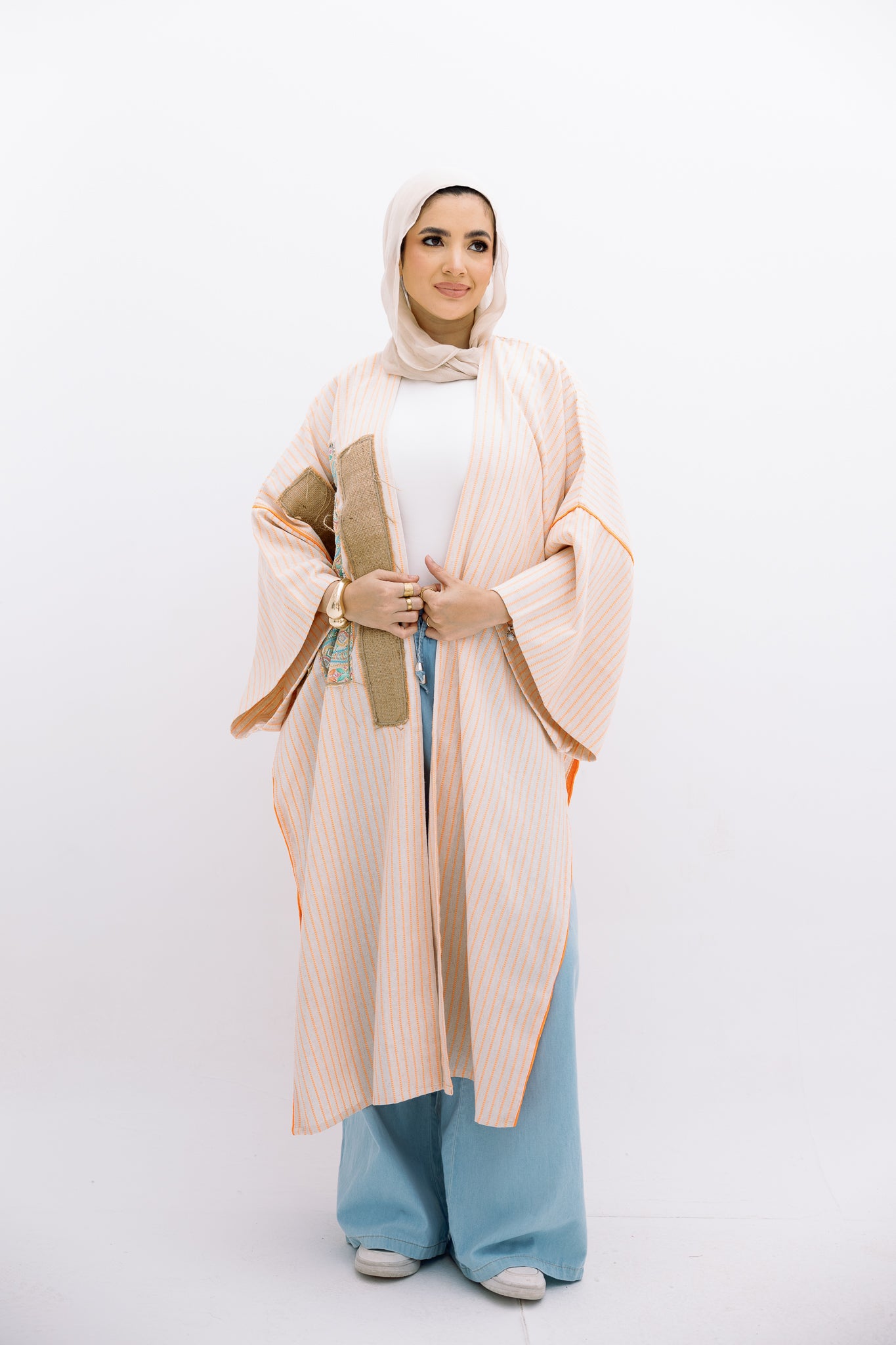 Orange Patch Work Cardigan