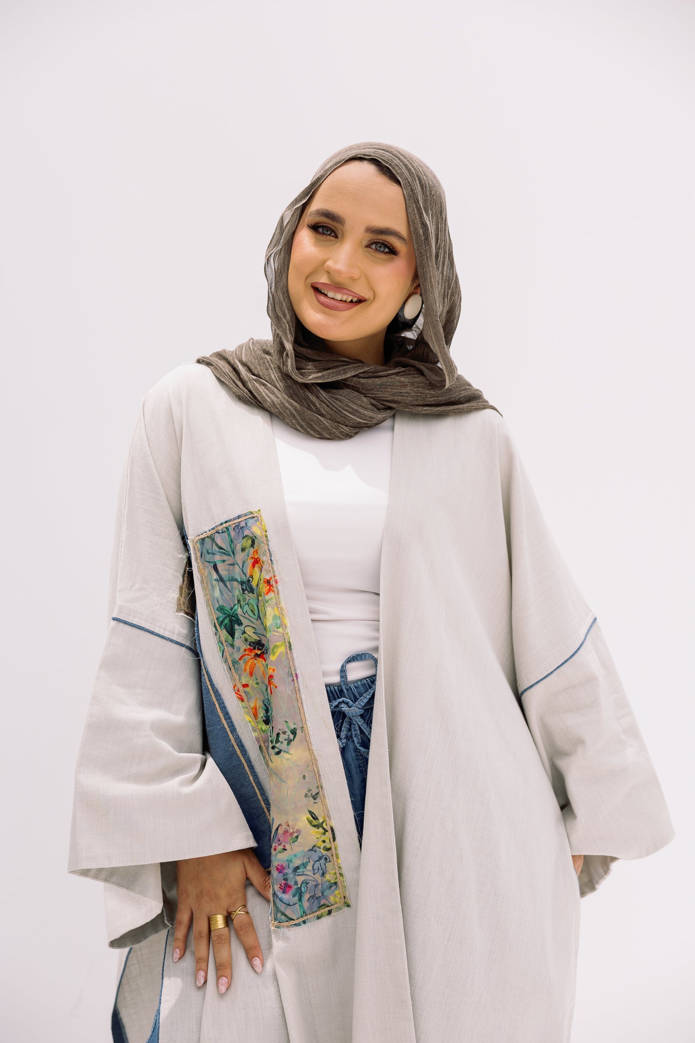 Grey patch work cardigan