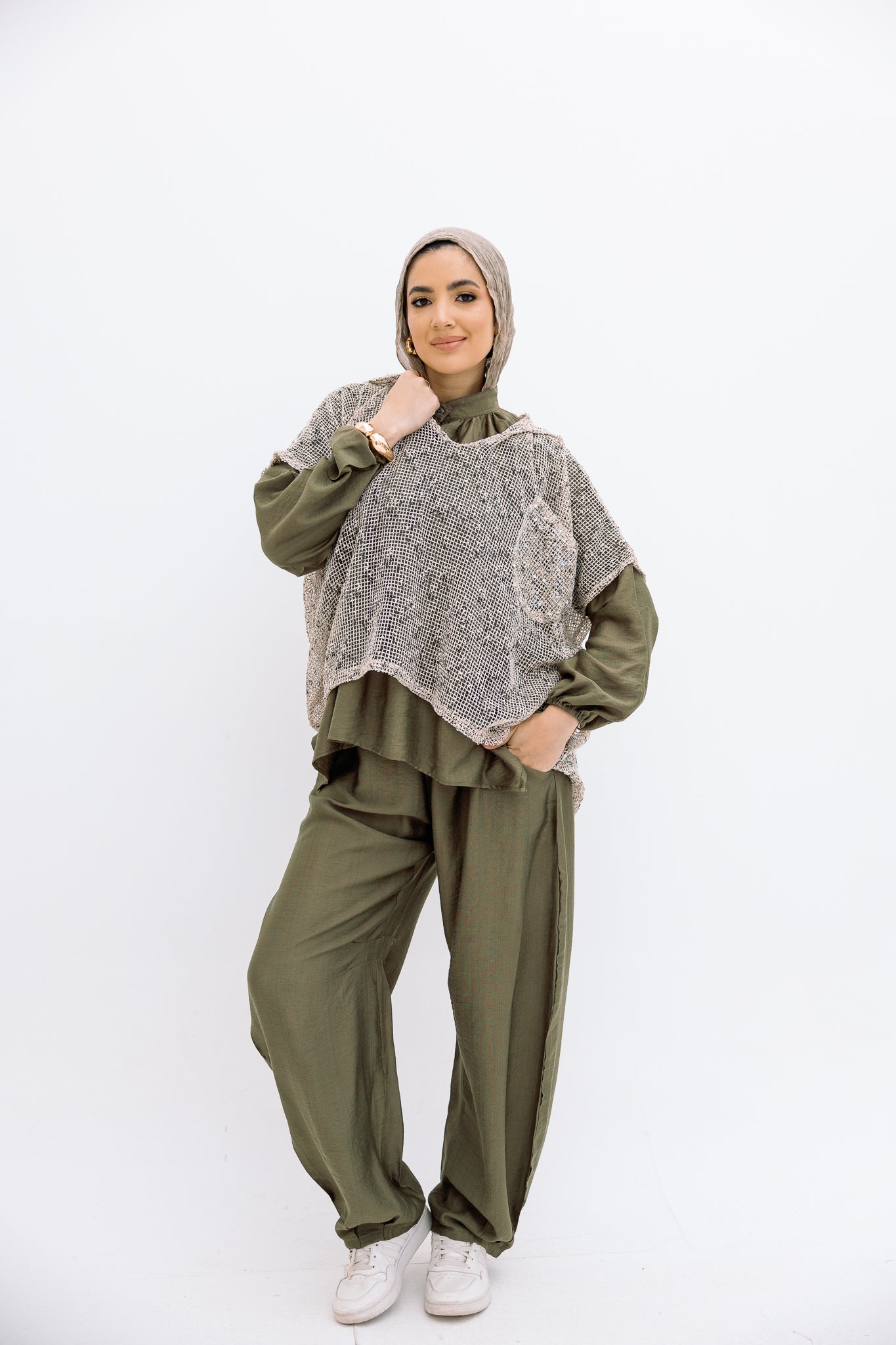 Mesh Beige Blouse