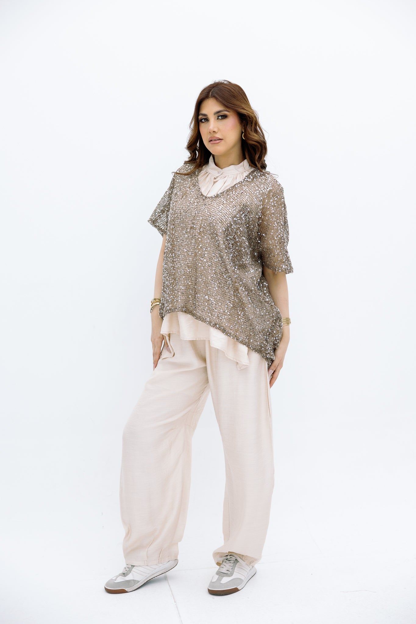 Mesh Coffee Blouse