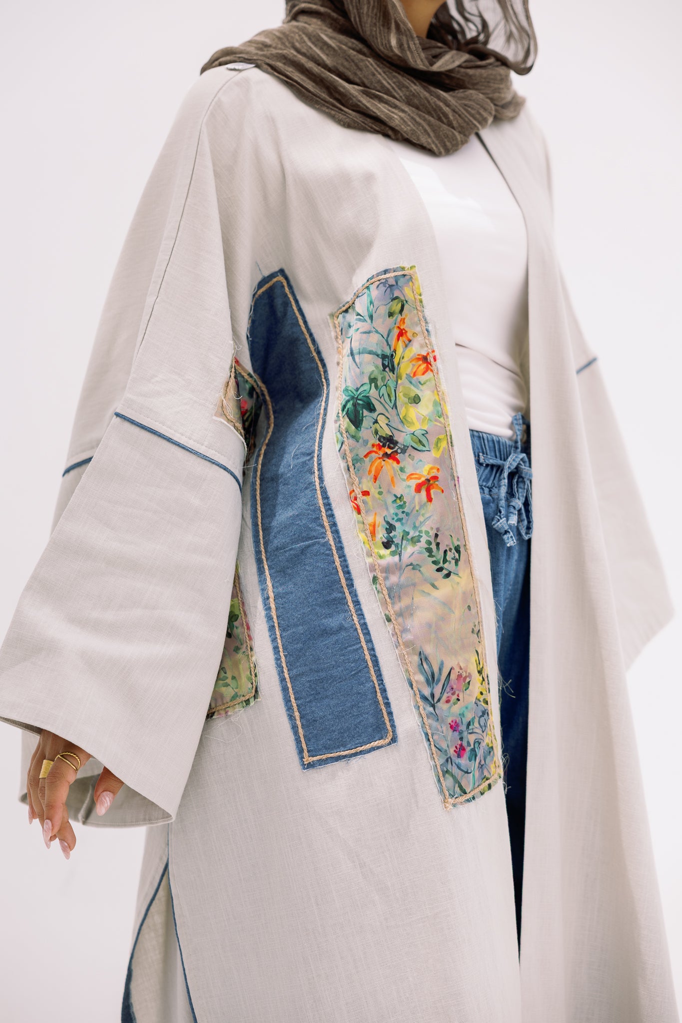 Grey patch work cardigan