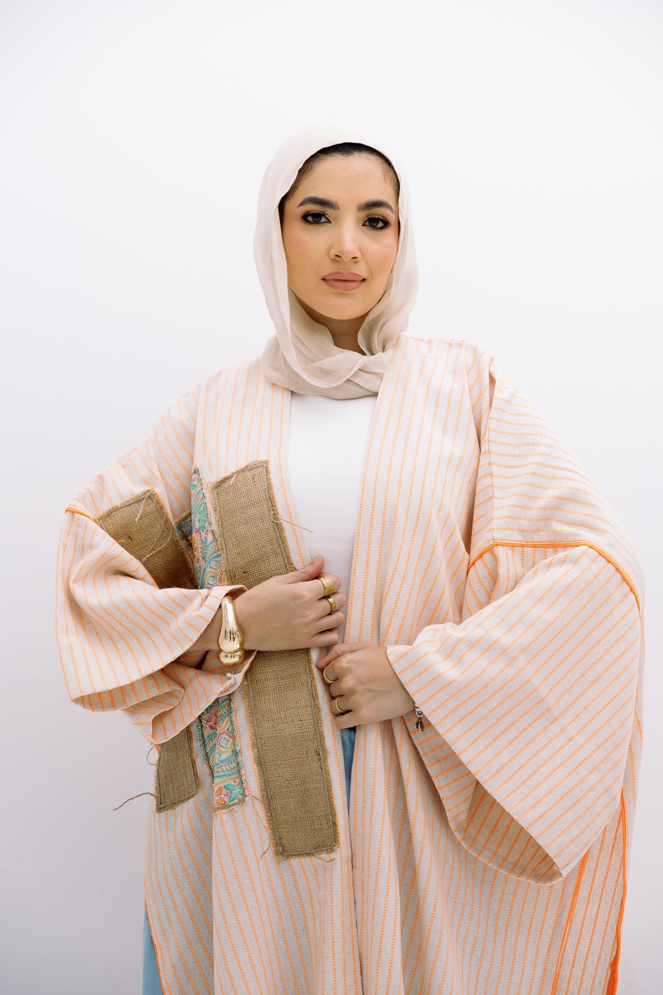 Orange Patch Work Cardigan