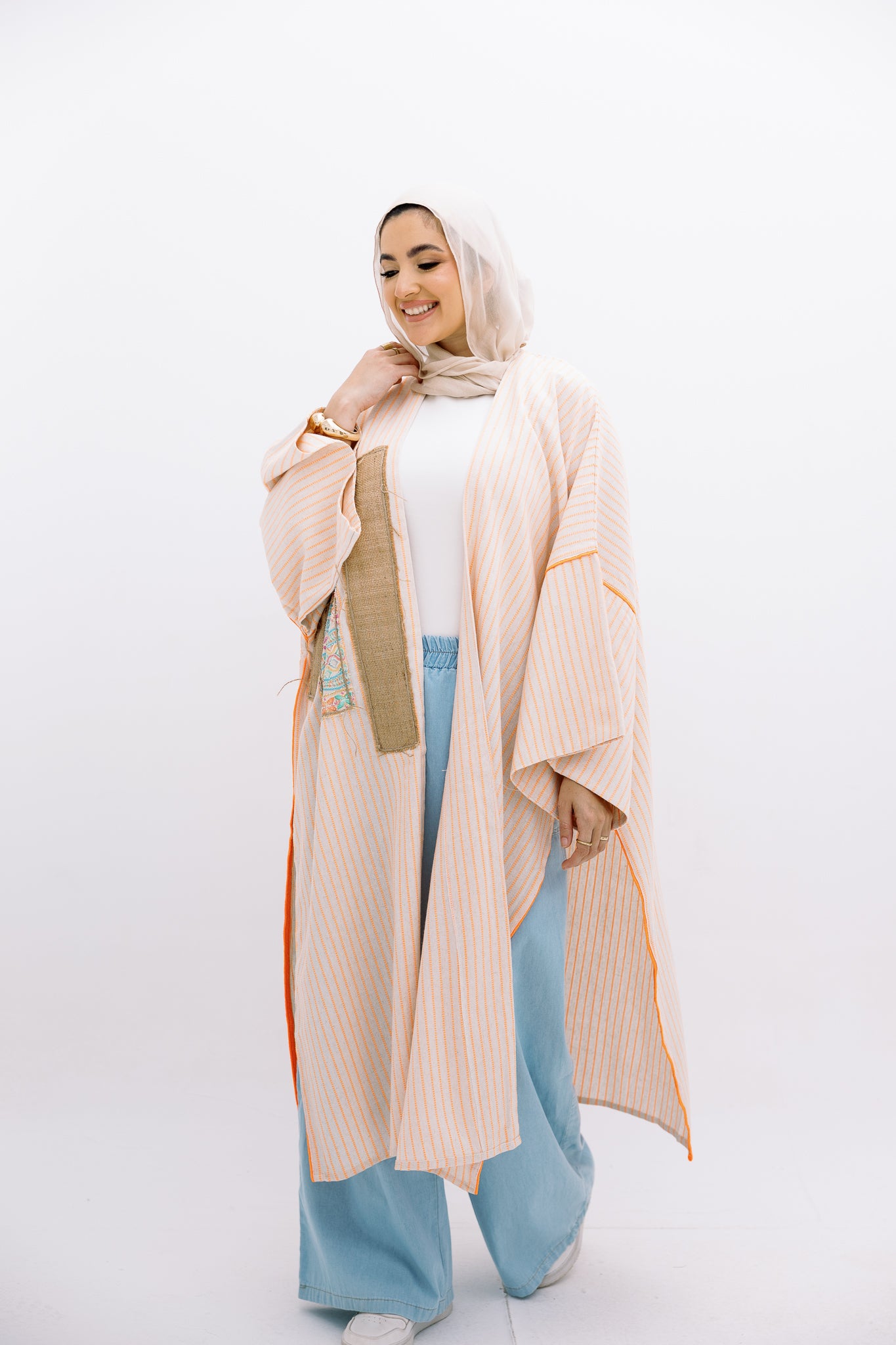 Orange Patch Work Cardigan