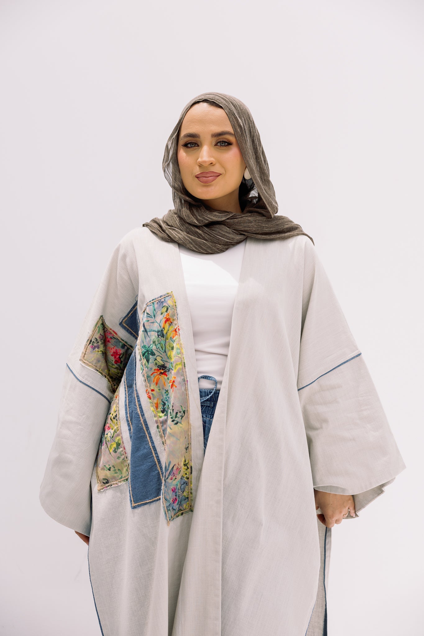 Grey patch work cardigan