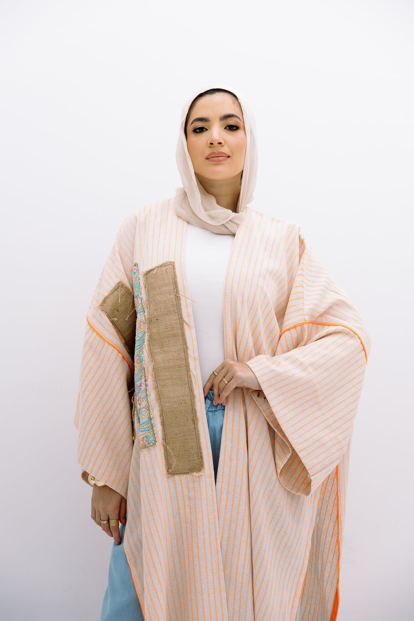 Orange Patch Work Cardigan