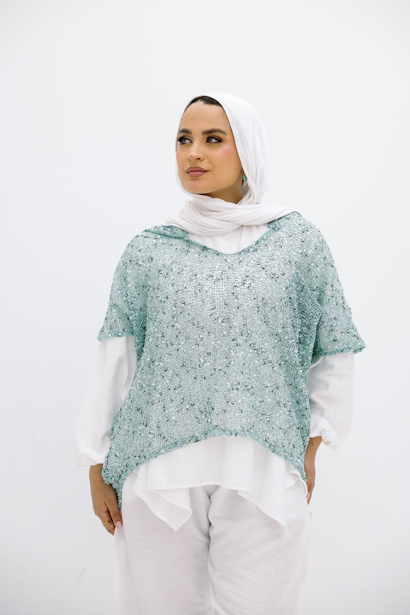 Mesh Aqua Blouse