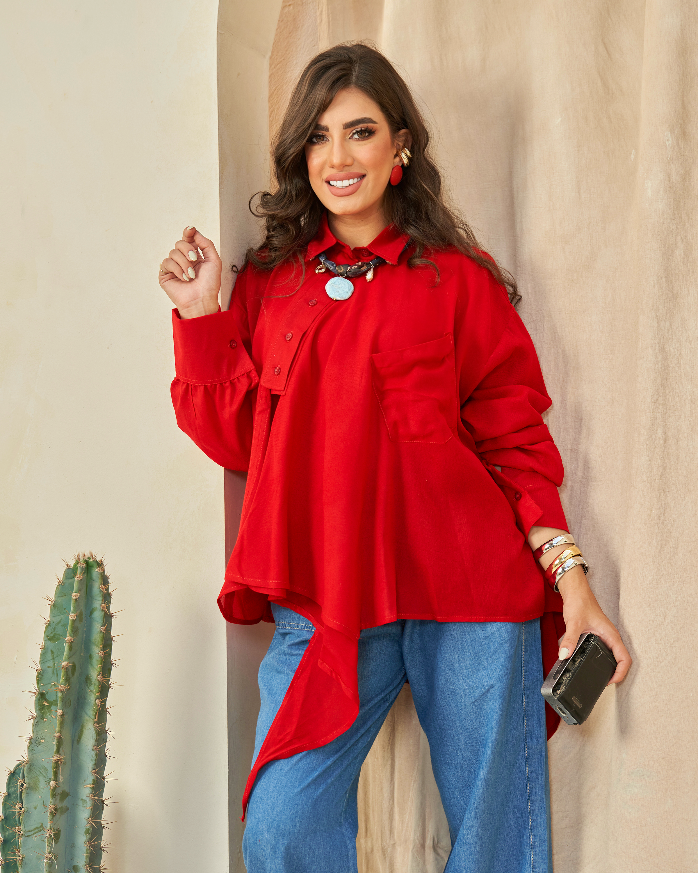 Red Ruffle Blouse